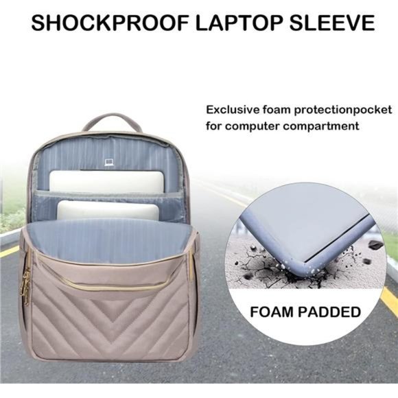 15.6 Inch Laptop Backpack for Women Work Bag Fashion with USB Port, Waterproof - Picture 3 of 6